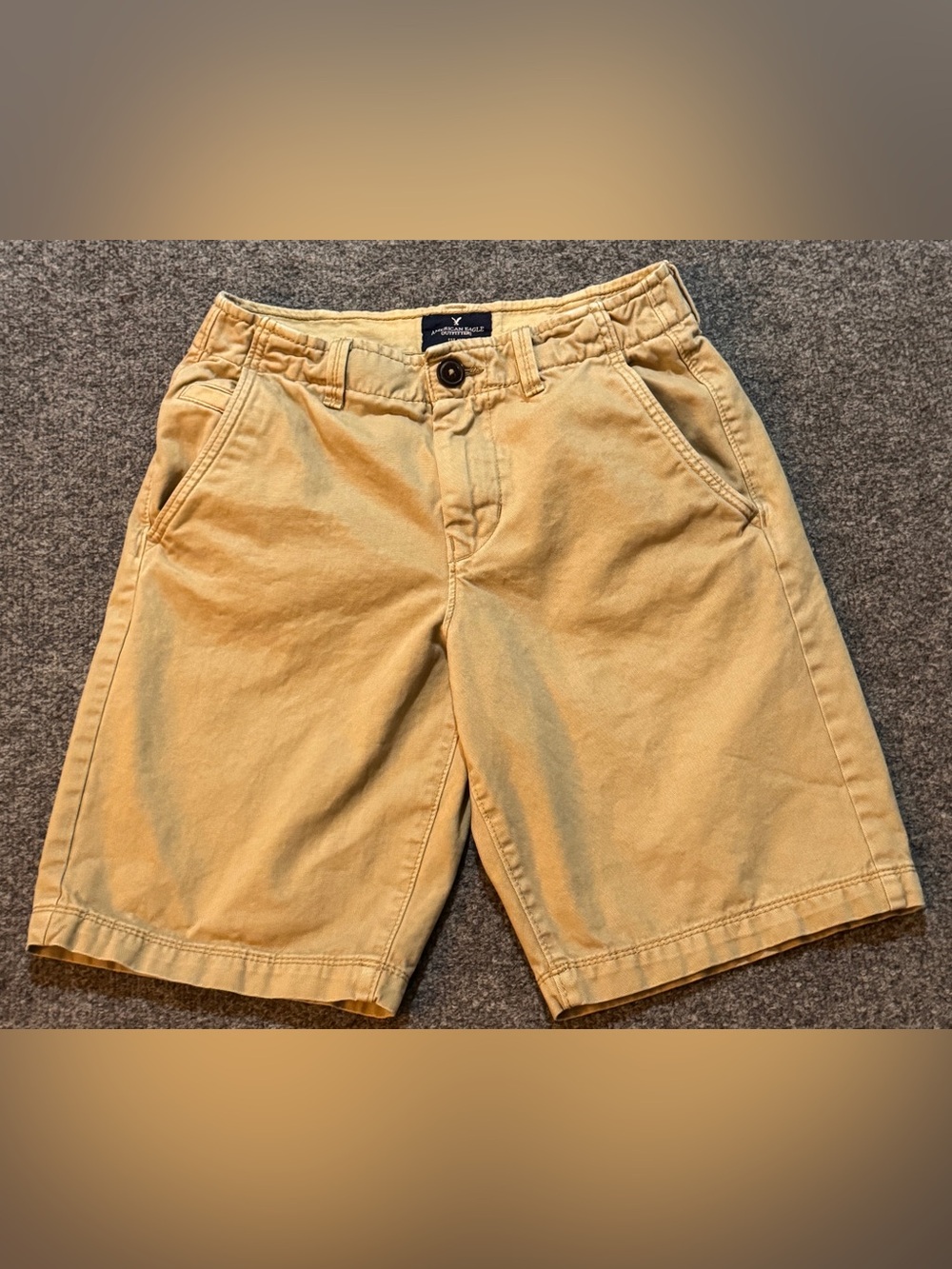 American Eagle Classic Khaki Shorts Chino Sz 26 Cotton Flat Front